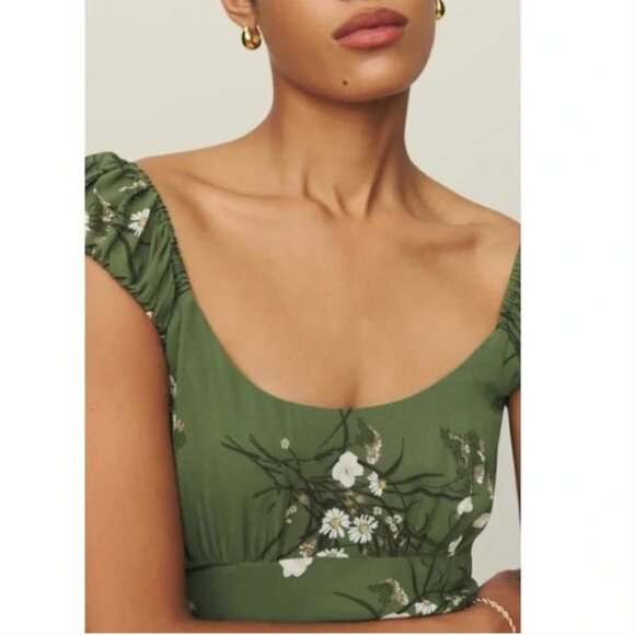 NWT Reformation | Green Floral Demy Midi Dress "Lomita" | Size XL - Picture 5 of 13